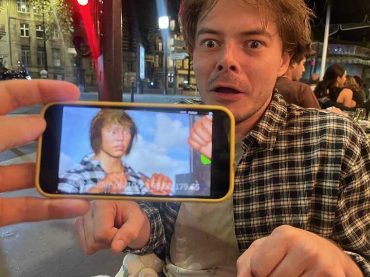 Charlie Heaton poses with 'Stranger Things' Season 5 pre-vis of his character Jonathan Byers