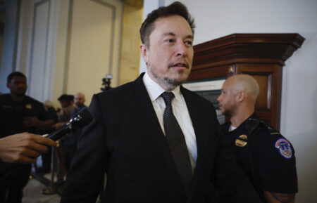 Elon Musk arrives for the 'AI Insight Forum' outside the Kennedy Caucus Room in the Russell Senate Office Building on Capitol Hill on September 13, 2023 in Washington, DC