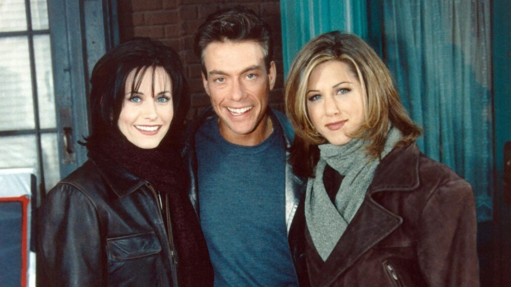 Courteney Cox, Jean-Claude Van Damme, and Jennifer Aniston of 'Friends'