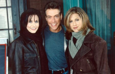 Courteney Cox, Jean-Claude Van Damme, and Jennifer Aniston of 'Friends'