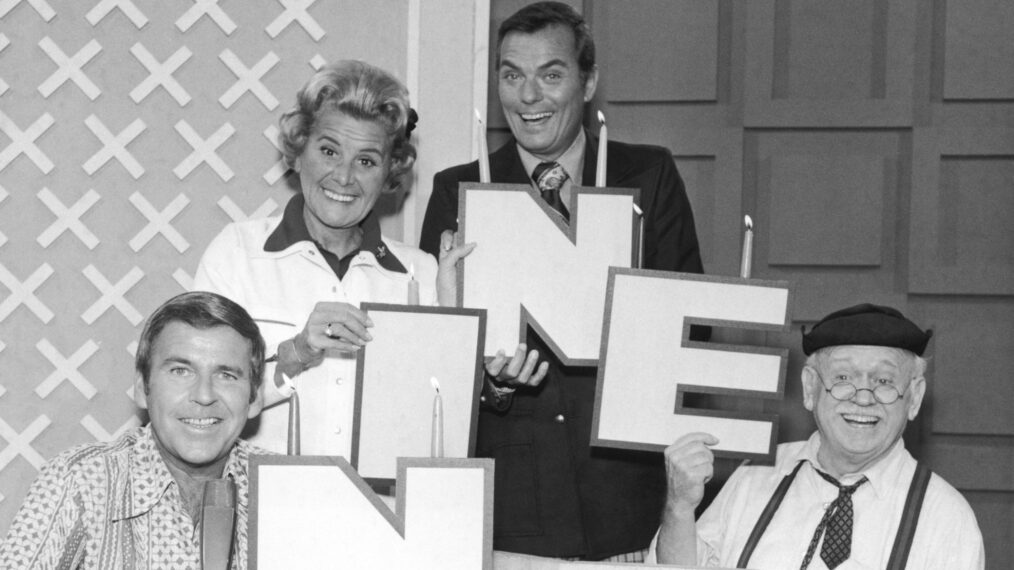 Paul Lynde, Rosie Marie, Peter Marshall, and Cliff Arquette of 'Hollywood Squares'