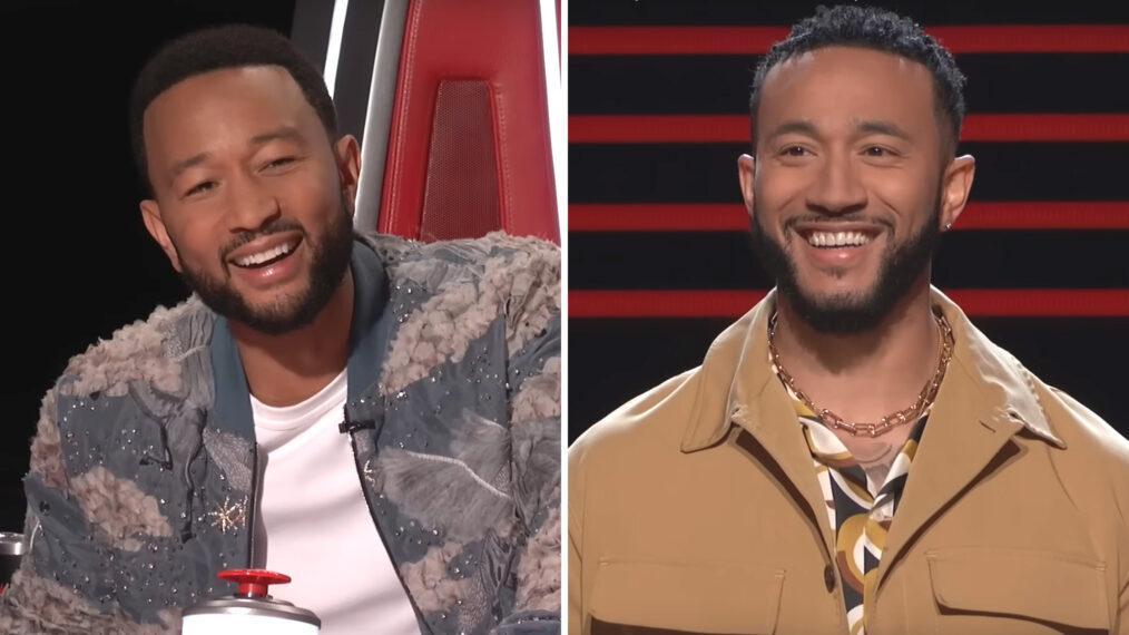 John Legend meets lookalike singer on The Voice