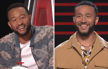 John Legend meets lookalike singer on The Voice