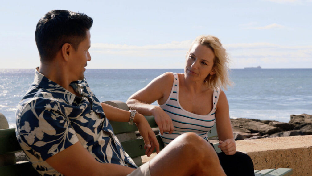 Jay Hernandez and Perdita Weeks in 'Magnum P.I.'