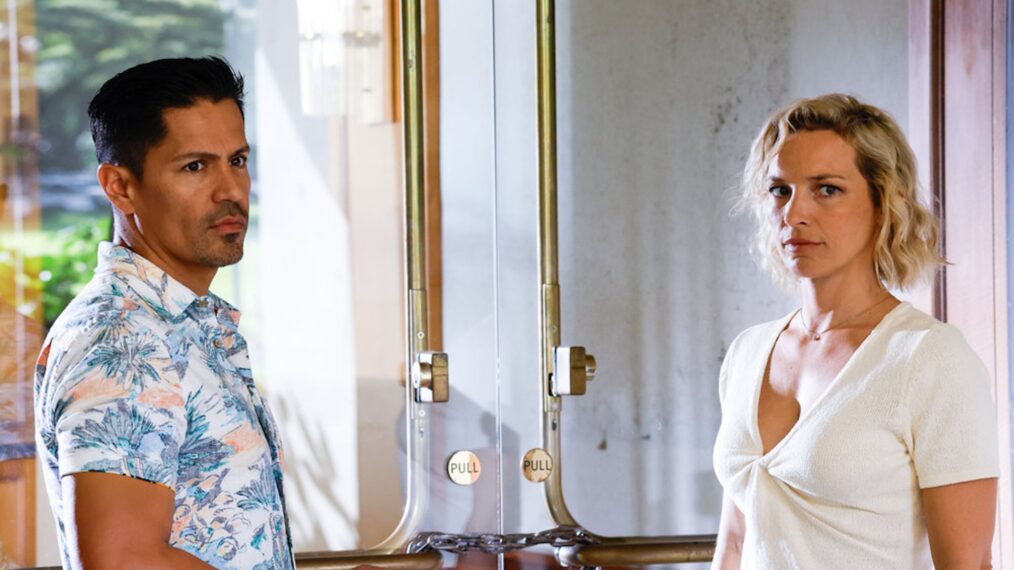 Jay Hernandez and Perdita Weeks in 'Magnum P.I.'