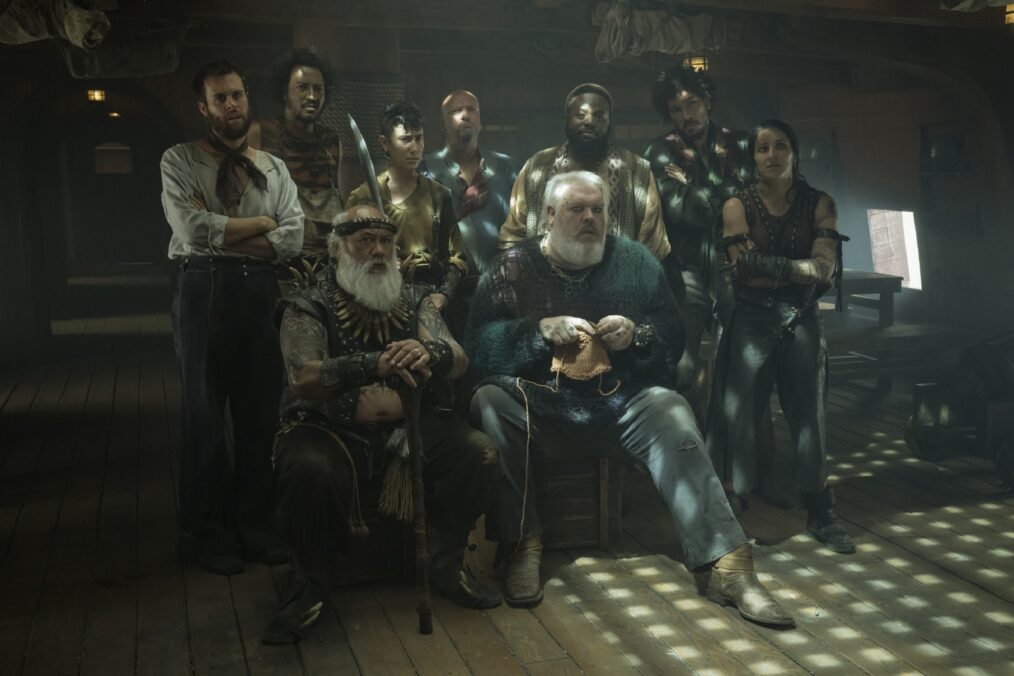 Nathan Foad, Samba Schutte, David Fane, Vico Ortiz, Matt Maher, Kristian Nairn, Samson Kayo, Joel Fry, and Madeleine Sami in 'Our Flag Means Death' Season 2