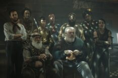 Nathan Foad, Samba Schutte, David Fane, Vico Ortiz, Matt Maher, Kristian Nairn, Samson Kayo, Joel Fry, and Madeleine Sami in 'Our Flag Means Death' Season 2