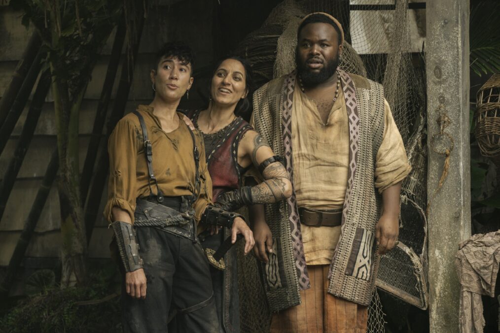 Vico Ortiz, Madeleine Sami, and Samson Kayo in 'Our Flag Means Death' Season 2