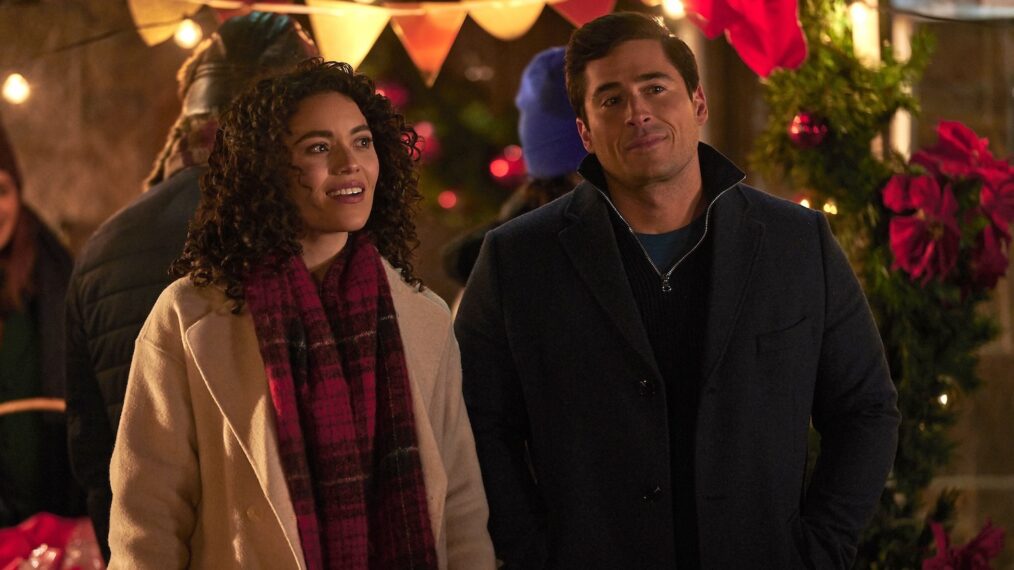 Kathryn Davis and Olivier Renaud in 'Planes, Trains, and Christmas Trees'
