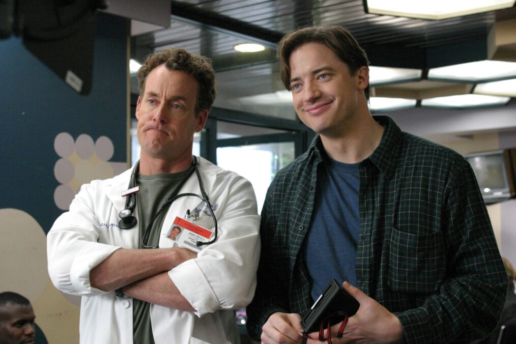 John C. McGinley as Dr. Perry Cox and Brendan Fraser as Ben Sullivan on 'Scrubs' - Season 3