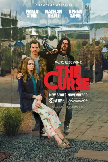 Nathan Fielder, Emma Stone, and Benny Safdie in key art for 'The Curse' 