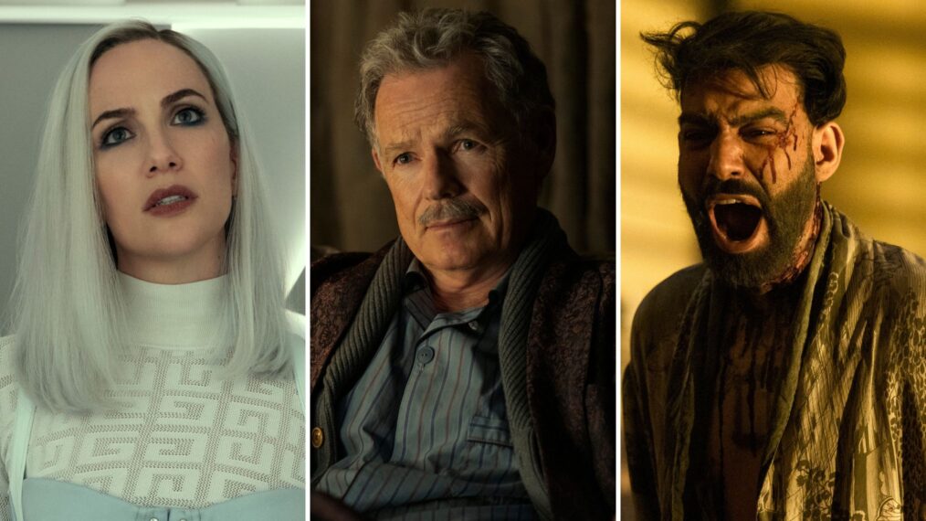 Kate Siegel, Bruce Greenwood, and Rahul Kohli in 'The Fall of the House of Usher'