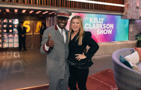 Rockefeller Center doorman CJ with Kelly Clarkson on the set of 'The Kelly Clarkson Show'