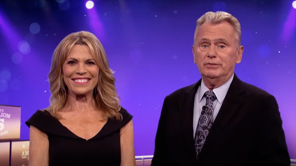 Vanna White and Pat Sajak on Wheel of Fortune