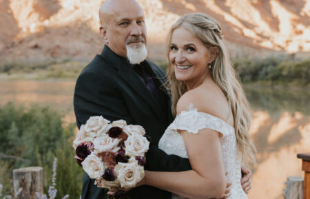 Christine Brown, former talent of TLC’s Sister Wives, on her wedding day to David Woolley in Moab, Utah.