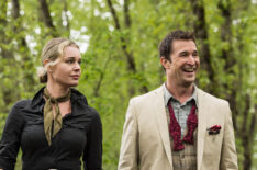 Rebecca Romijn and Noah Wyle in 'The Librarians'