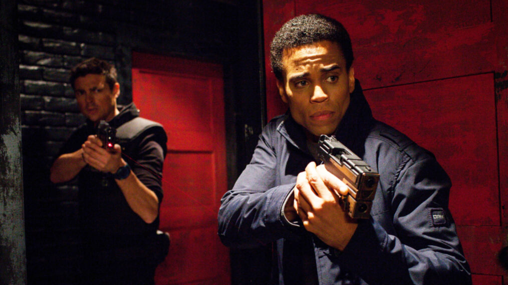 Karl Urban as John Kennex and Michael Ealy as Dorian in 'Almost Human'