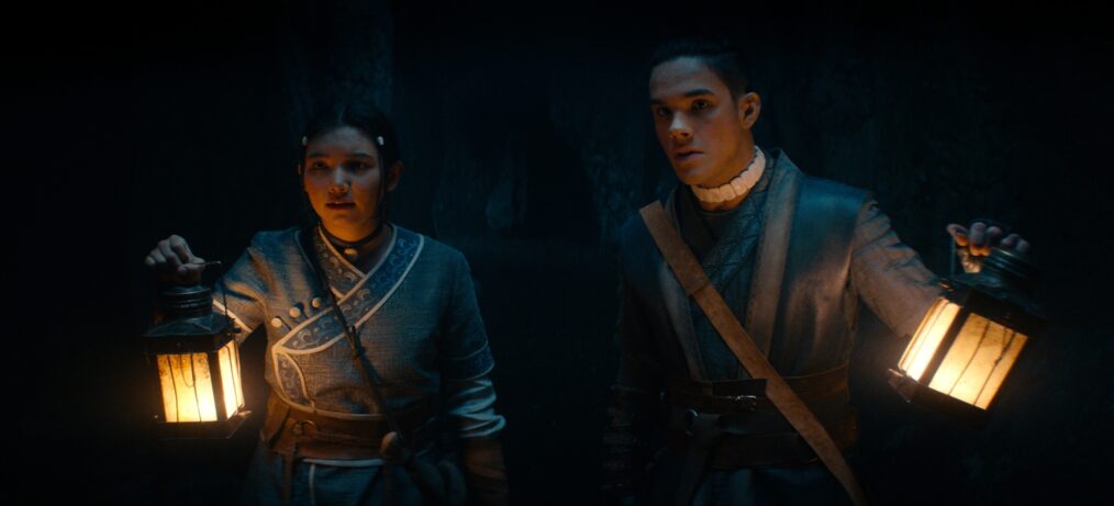 Kiawentiio as Katara, Ian Ousley as Sokka in Season 1 of in Netflix's 'Avatar: The Last Airbender'