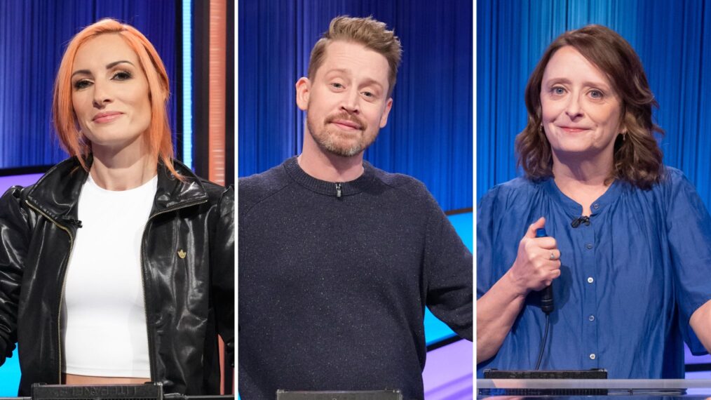 Becky Lynch, Macaulay Culkin, and Rachel Dratch for 'Celebrity Jeopardy'