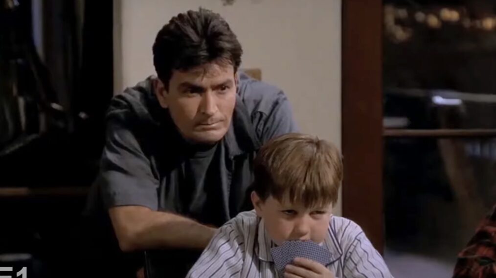 Charlie Sheen and Angust T. Jones on Two and a Half Men
