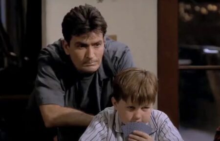 Charlie Sheen and Angust T. Jones on Two and a Half Men