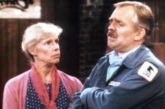 Frances Sternhagen and John Ratzenberger in 'Cheers'