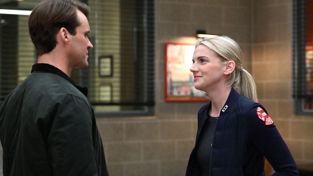 Jesse Spencer as Matthew Casey, Kara Killmer as Sylvie Brett in 'Chicago Fire' - Season 11, 'Danger Is All Around'