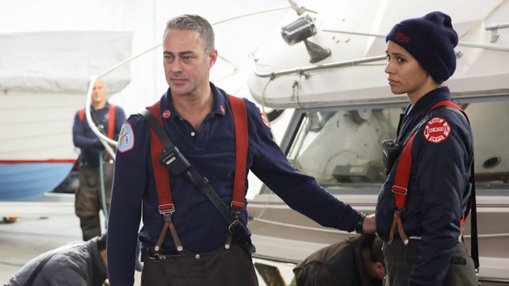 Taylor Kinney and Miranda Rae Mayo in 'Chicago Fire' - Season 11