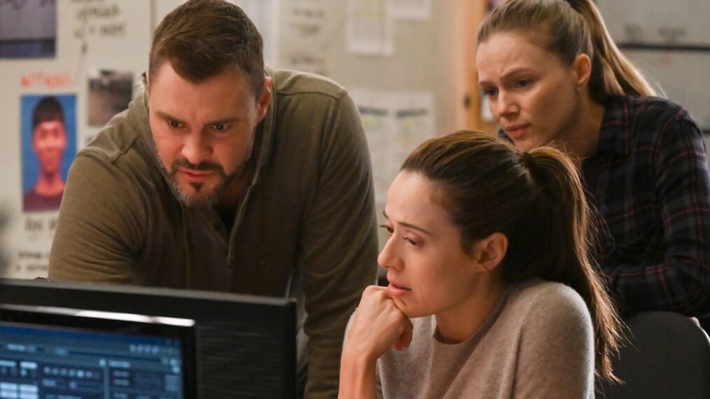 Patrick John Flueger as Adam Ruzek, Marina Squerciati as Kim Burgess, Tracy Spiridakos as Hailey Upton in 'Chicago P.D.' - 'You Only Die Twice'