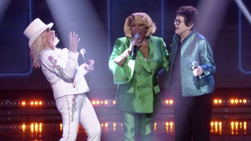 Tanya Tucker, Patti LaBelle, and Billie Jean King performing during 'CMT Smashing Glass' 2023