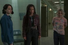 London Thor (Jordan Li), Jaz Sinclair (Marie Moreau), and Lizzie Broadway (Emma Meyer) in 'Gen V' - Season 1