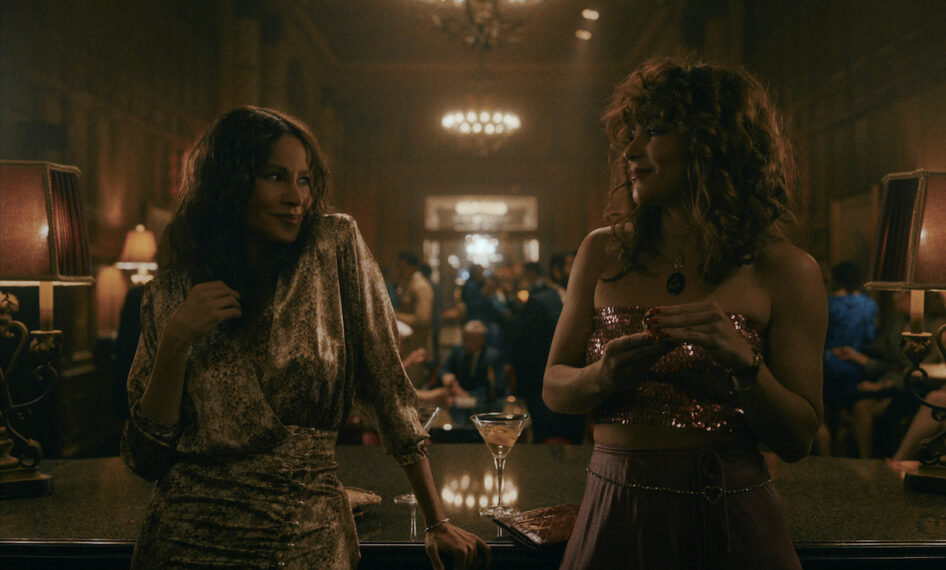 Sofia Vergara as Griselda, Paulina Dávila as Isabel in Griselda. Cr. Courtesy of Netflix © 2023