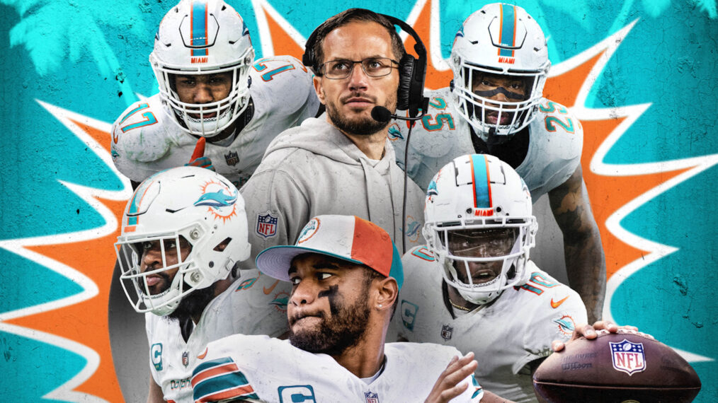 Funky, Fabulous ‘Fargo,’ ‘Dancing’ to Taylor Swift, Adam Sandler as Leo the Lizard, Groundbreaking Girls Athletes 5 Key art for 'Hard Knocks: In Season With the Miami Dolphins'