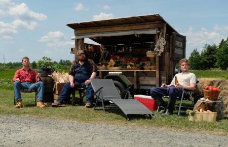 Jared Keeso, K. Trevor Wilson, and Nathan Dales in Letterkenny - Dyck Meat - Season 10, Episode 3