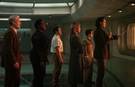 Owen Wilson as Mobius, Wunmi Mosaku as Hunter B-15, Eugene Cordero as Casey, Sophia Di Martino as Sylvie, Ke Huy Quan as O.B., and Tom Hiddleston as Loki in 'Loki' Season 2