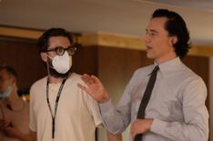 Kevin Wright and Tom Hiddleston behind the scenes of 'Loki' Season 2