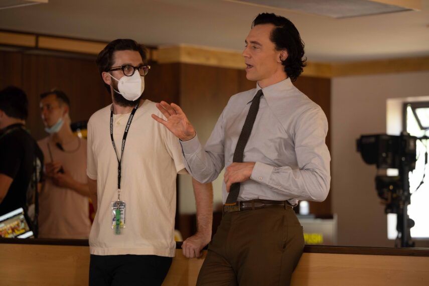 Kevin Wright and Tom Hiddleston behind the scenes of 'Loki' Season 2 