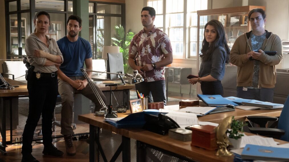 Vanessa Lachey, Noah Mills, Alex Tarrant, Yasmine Al-Bustami, and Jason Antoon in 'NCIS: Hawai'i' - 'Dies Irae'