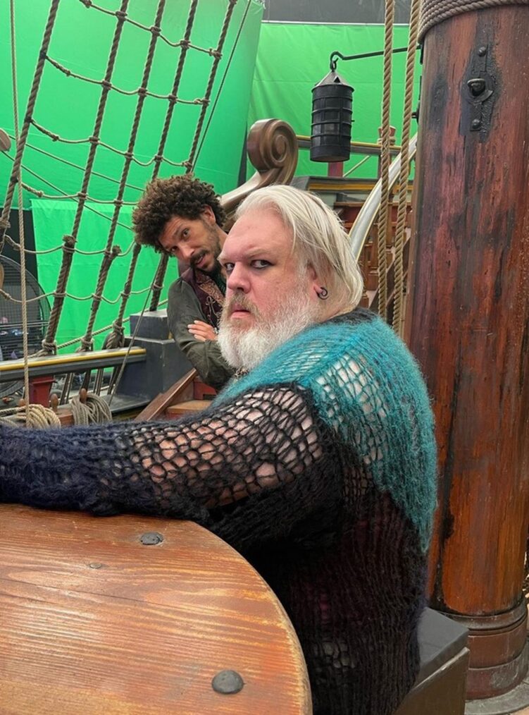 Joel Fry and Kristian Nairn behind the scenes of 'Our Flag Means Death' Season 2