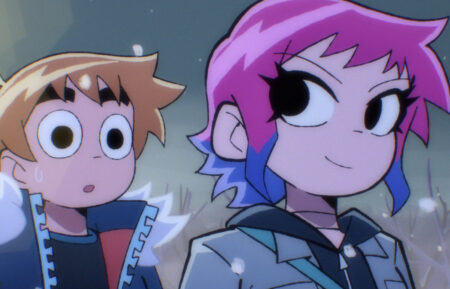 Scott Pilgrim and Ramona Flowers in 'Scott Pilgrim Takes Off'