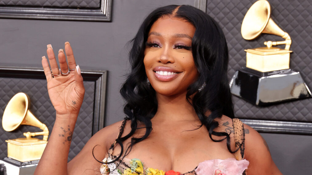 SZA attends the 64th Annual Grammy Awards at MGM Grand Garden Arena on April 03, 2022 in Las Vegas, Nevada.