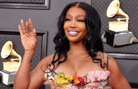 SZA attends the 64th Annual GRAMMY Awards at MGM Grand Garden Arena on April 03, 2022 in Las Vegas, Nevada.