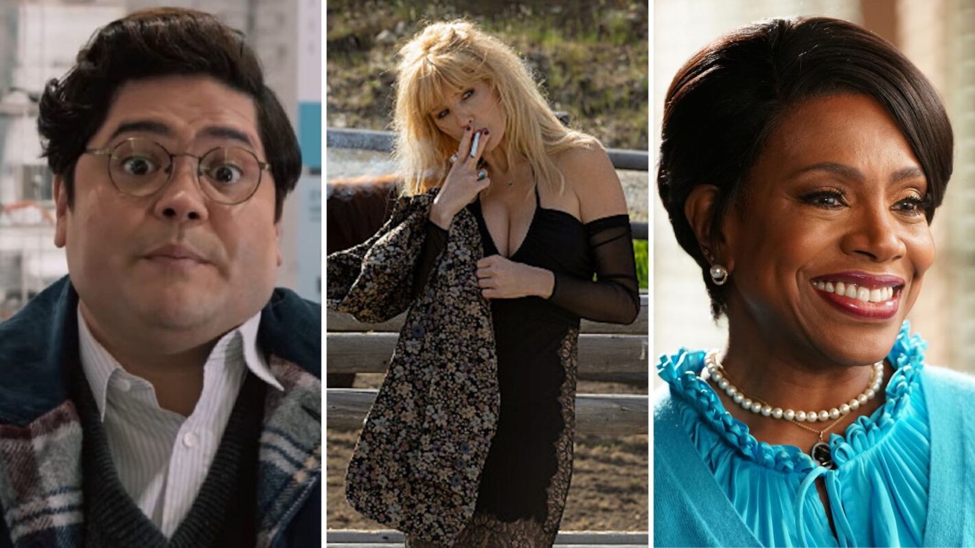 Harvey Guillen in 'What We Do In the Shadows' (L); Kelly Reilly in 'Yellowstone' (C); Sheryl Lee Ralph in 'Abbott Elementary' (R)