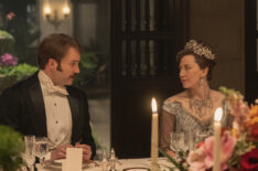 Ben Lamb as the Duke of Buckingham and Carrie Coon as Bertha Russell in 'The Gilded Age' - Season 2, Episode 4