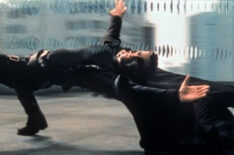 Keanu Reeves dodging bullets in 'The Matrix'