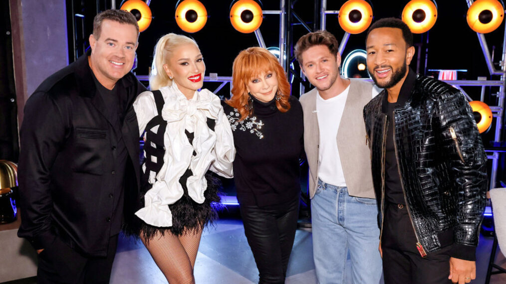 Carson Daly, Gwen Stefani, Reba McEntire, Niall Horan, John Legend für „The Voice“ Staffel 24