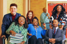 Chris Perfetti, Quinta Brunson, Lisa Ann Walter, Sheryl Lee Ralph, William Stanford Davis, Tyler James William, and Janelle Jame in 'Abbott Elementary'