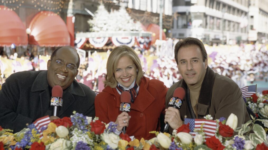 Al Roker, Katie Couric, Matt Lauer during the 2001 Macy's Thanksgiving Day Parade