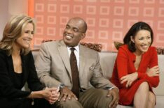 Co-Anchor Meredith Vieira, Weather and Feature Reporter Al Roker, and News Anchor Ann Curry celebrate Meredith Vieira's one-year anniversary on NBC News' 'Today'