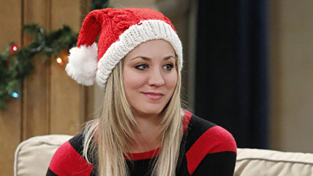 Kaley Cuoco wearing santa hat in 'The Big Bang Theory' Christmas episode